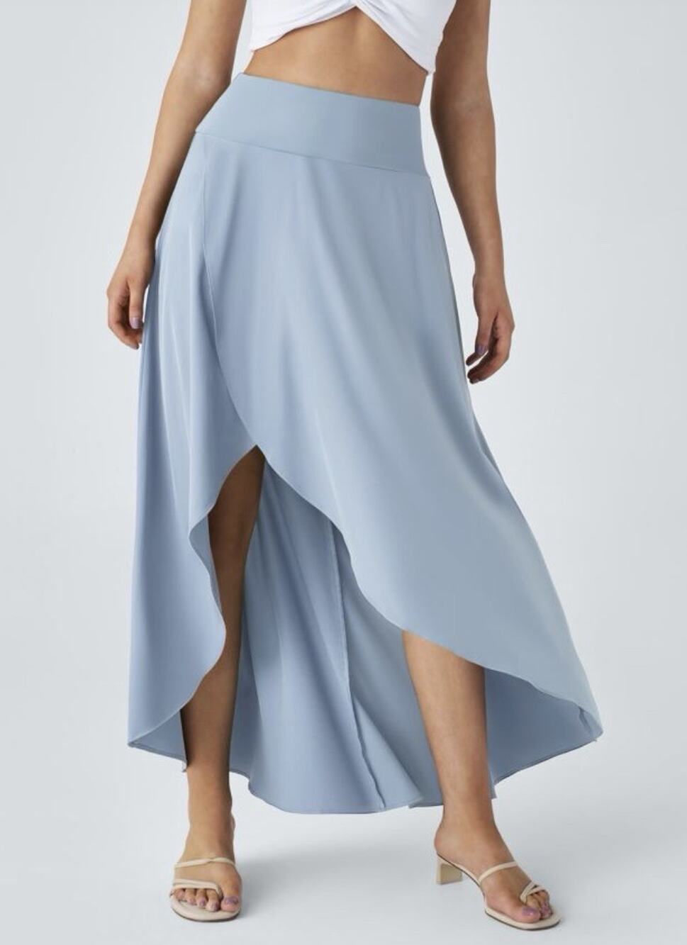 NWT Halara Breezeful High Waisted High Low Ruffle 2-in-1 Flowy Quick Dry Blue
